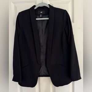 H&M black long sleeve open front‎ blazer with shawl collar women’s size 12